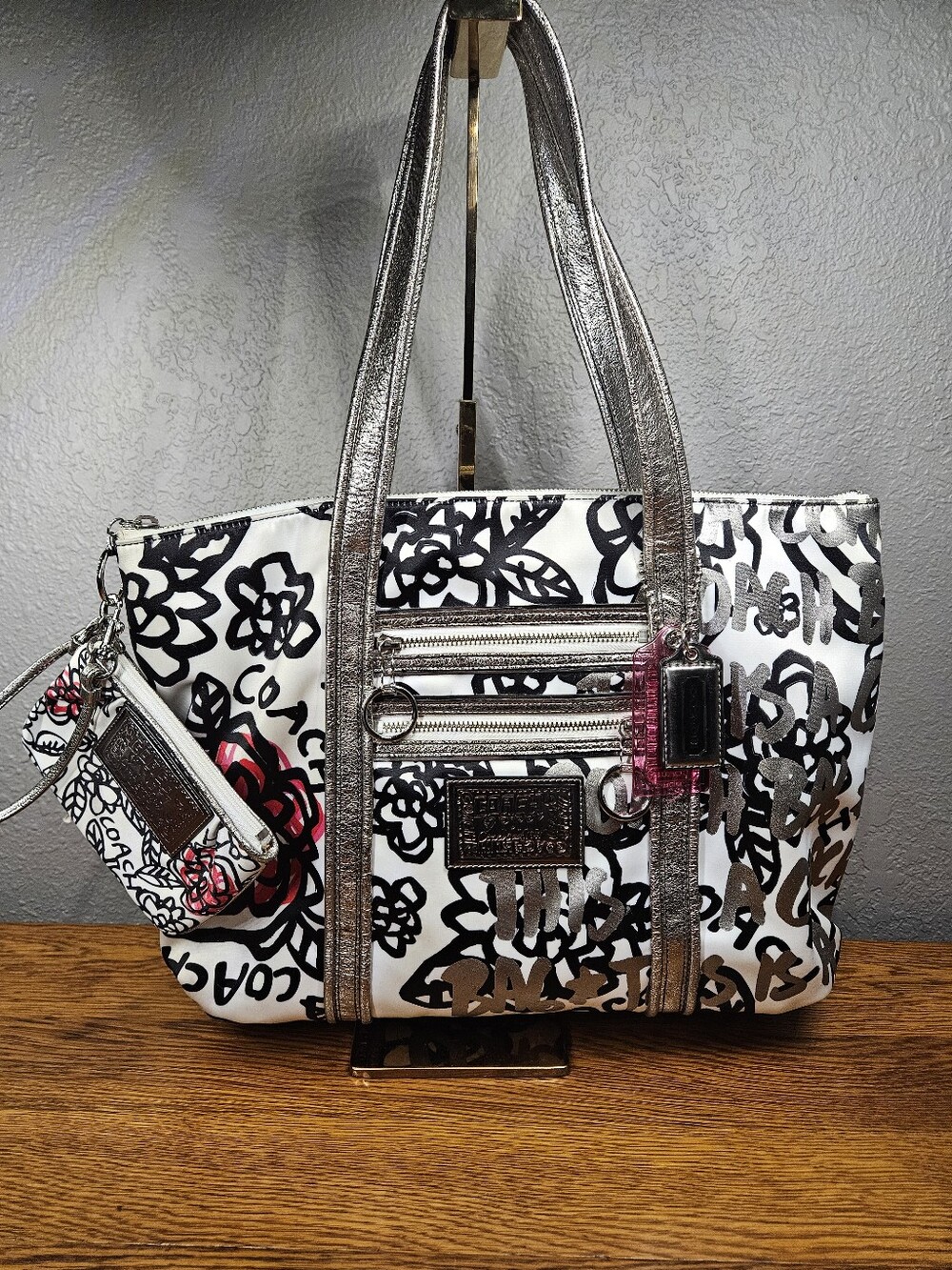 Coach Poppy Floral Graffiti Glam Shopper Tote Duo
